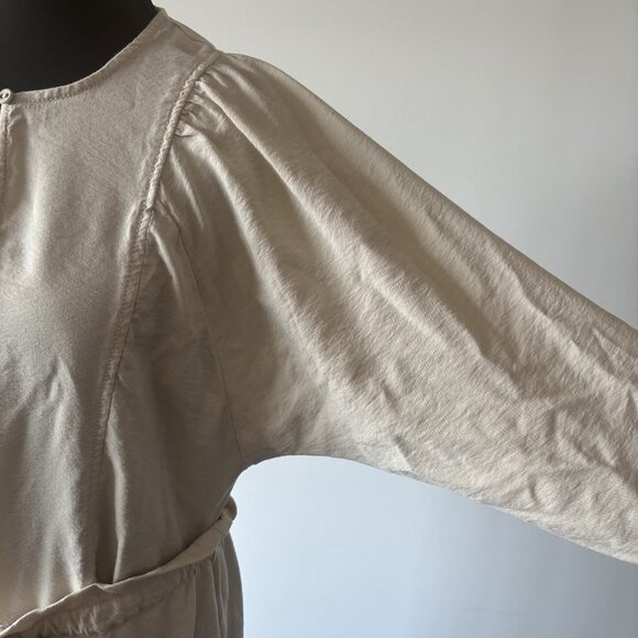 Madewell Tie-Front Paperbag Midi Dress Faux Wrap Peasant Boho Sz Medium - Picture 9 of 16